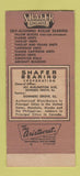 Matchbook Cover Shafer ConcaveX Bearings Buffalo Rochester Syracuse NY 30 Strike