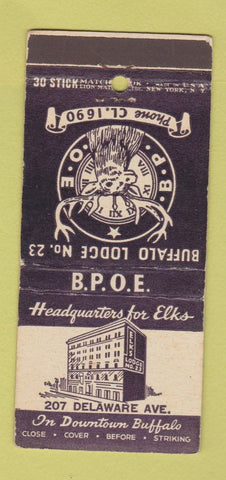 Matchbook Cover - Elks Lodge Buffalo NY WEAR 30 Stick