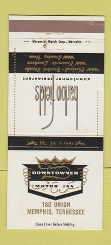 Matchbook Cover - Downtowner Motor Inn Memphis TN Harlon Fields  30 Strike