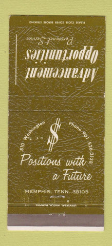 Matchbook Cover - Advancement Personnel Temp Work Memphis TN 30 Strike