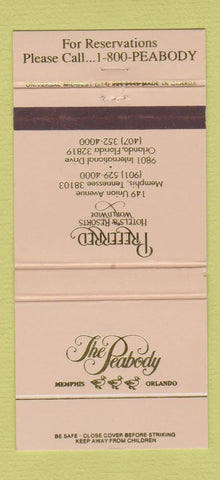 Matchbook Cover - The Peabody Hotel Memphis TN Orlando FL 30 Strike