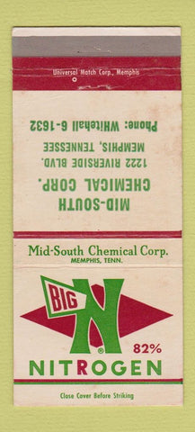 Matchbook Cover - Big N Nitrogen Chemical Memphis TN WEAR 30 Strike