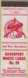 Matchbook Cover - Matchbook Cover Moose Lodge Davenport IA