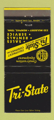 Matchbook Cover - Tri State Equipment Memphis TN 30 Strike