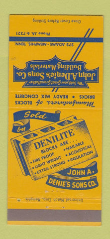 Matchbook Cover - John Denie's Sons Building Materials Memphis TN 30 Strike