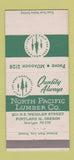 Matchbook Cover - North Pacific Lumber Portland OR 30 Strike