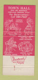 Matchbook Cover - Town Hall Portland OR 30 Strike