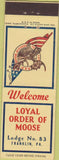 Matchbook Cover - Matchbook Cover Moose Lodge Franklin PA