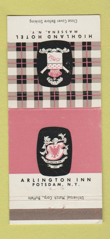 Matchbook Cover - Highland Hotel Massena Potsdam NY 30 Strike