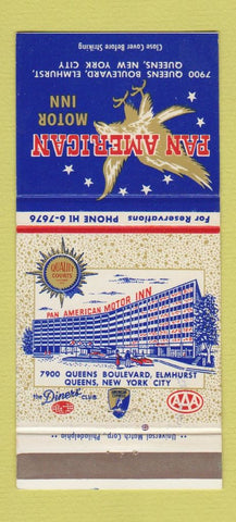 Matchbook Cover - Pan American Motor Inn Queens New York City 30 Strike