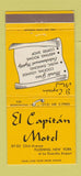 Matchbook Cover - El Capitan Motel Flushing New York City 30 Strike