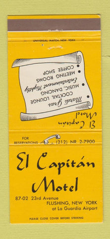 Matchbook Cover - El Capitan Motel Flushing New York City 30 Strike