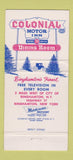Matchbook Cover - Colonial Motor Inn Binghamton NY 30 Strike