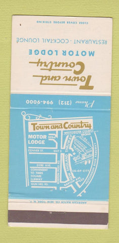 Matchbook Cover - Town and Country Motor Lodge Restaurant Bronx NY  30 Strike