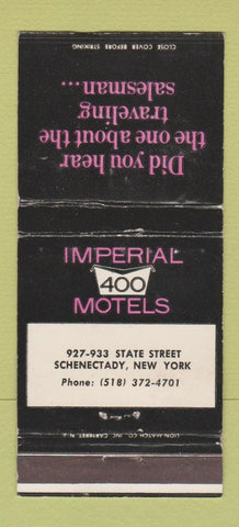 Matchbook Cover - Imperial 400 Motel Schenectady NY WEAR 30 Strike