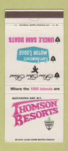 Matchbook Cover - Thomson Resorts Alexandria Bay NY 30 Strike
