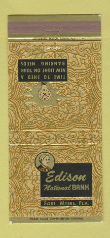 Matchbook Cover - Edison National Bank Fort Myers FL 30 Strike