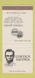 Matchbook Cover - Lincoln Savings Santa Ana CA Los Angeles Abraham 30 Strike