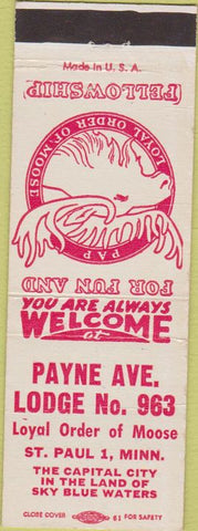 Matchbook Cover - Matchbook Cover Moose Lodge St Paul MN