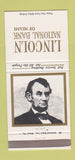 Matchbook Cover - Lincoln National Bank Miami FL Abraham 30 Strike