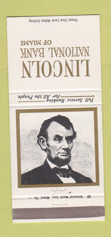 Matchbook Cover - Lincoln National Bank Miami FL Abraham 30 Strike