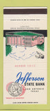 Matchbook Cover - Jefferson State Bank San Antonio TX 30 Strike