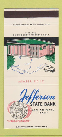 Matchbook Cover - Jefferson State Bank San Antonio TX 30 Strike