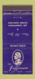 Matchbook Cover - Jefferson Hotel  Miami Beach FL 30 Stick