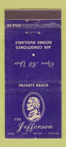Matchbook Cover - Jefferson Hotel  Miami Beach FL 30 Stick