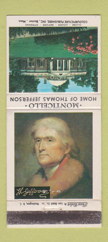 Matchbook Cover - Monticello Thomas Jefferson WEAR 30 Strike
