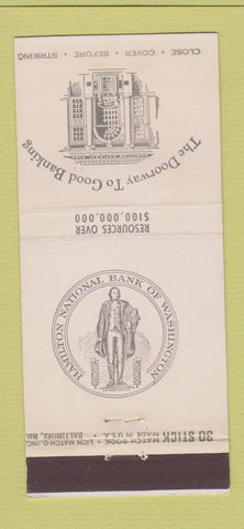 Matchbook Cover - Hamilton National Bank Washington DC 30 Stick