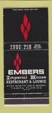 Matchbook Cover - Embers Imperial House Tampa FL WEAR 30 Strike
