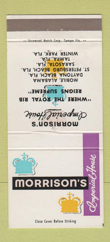 Matchbook Cover - Morrison's Imperial House Mobile AL Sarasota Tampa 30 Strike
