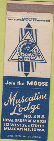 Matchbook Cover - Matchbook Cover Moose Lodge Muscatine IA
