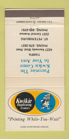 Matchbook Cover - Kwikie Printing Centers Tampa St Petersburg FL 30 Strike