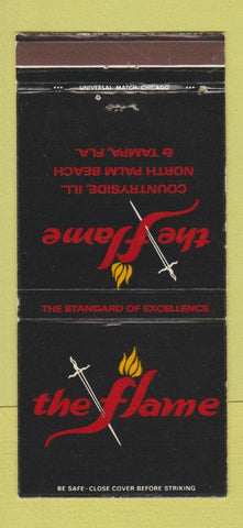 Matchbook Cover - The Flame Palm Beach Tampa FL Countryside IL 30 Strike