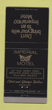 Matchbook Cover - Imperial 400 Motel Greenville SC WEAR 30 Strike