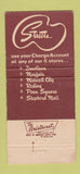 Matchbook Cover - Streets Women's Clothes Oklahoma City OK WEAR 30 Strike