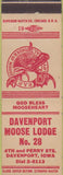 Matchbook Cover - Matchbook Cover Moose Lodge Davenport IA