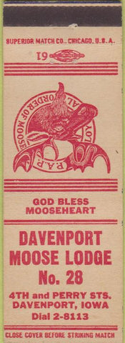 Matchbook Cover - Matchbook Cover Moose Lodge Davenport IA