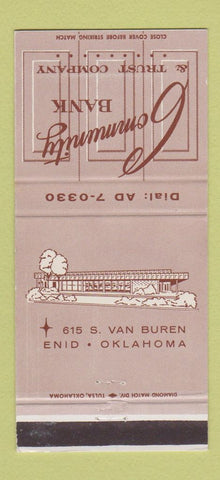 Matchbook Cover - Community Bank Enid OK 30 Strike