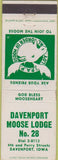 Matchbook Cover - Matchbook Cover Moose Lodge Davenport IA