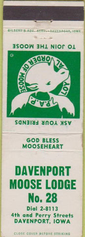Matchbook Cover - Matchbook Cover Moose Lodge Davenport IA
