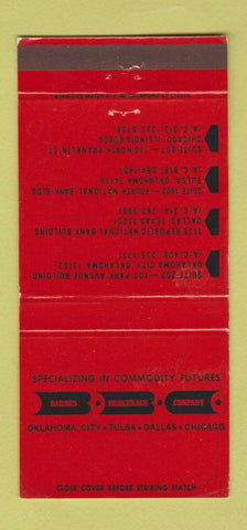 Matchbook Cover - Barnes Brokerage Commodity Oklahoma City OK WEAR 30 Strike