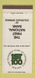 Matchbook Cover - First National Bank Colorado Springs 1974 30 Strike