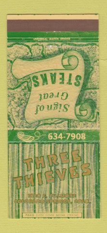Matchbook Cover - Three Thieves Restaurant Colorado Springs 30 Strike