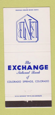 Matchbook Cover - Exchange National Bank Colorado Springs 30 Strike