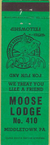 Matchbook Cover - Matchbook Cover Moose Lodge Middletown PA