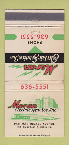 Matchbook Cover - Moran Electric Indianapolis IN WORN 30 Strike