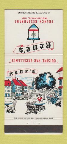 Matchbook Cover - Rene's French Restaurant Indianapolis IN WEAR 30 Strike